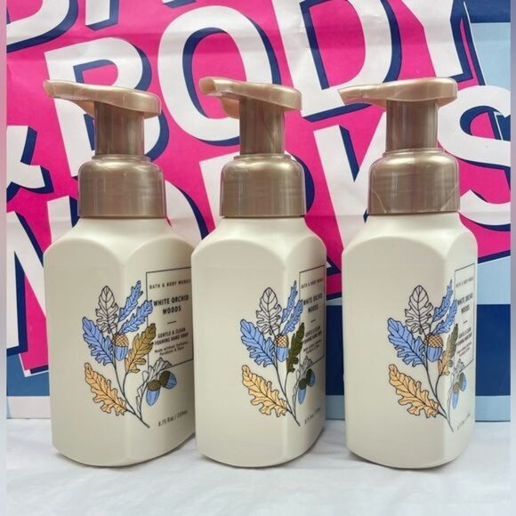 Bath & Body Works WHITE ORCHID WOODS Foaming Hand Soap 3-Pack - Picture 1 of 7